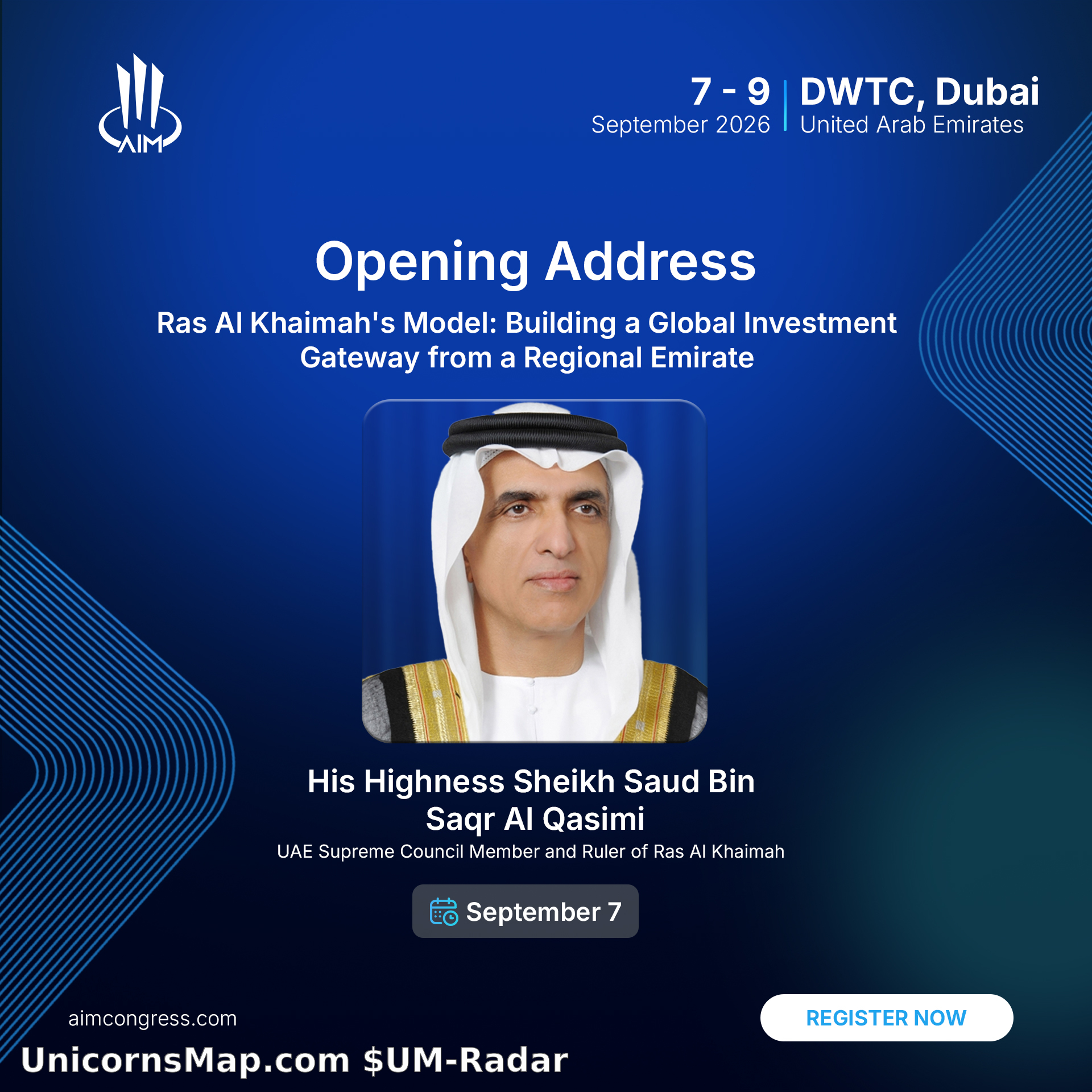 AIM Congress 2026 — Dubai World Trade Centre (7–9 Sep) — Annual Investment Meeting, 15th Edition