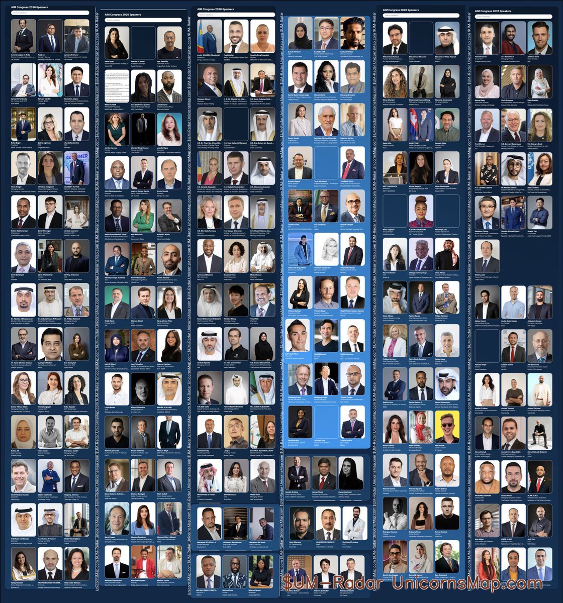 AIM Congress 2026 — speaker collage mapped by $UM-Radar (@alexdolbun owner post)